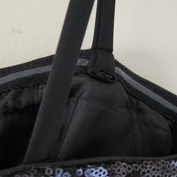 AIDAN MATTOX | Fit And Flare Sequin Dress Navy Black Sz 8 - Picture 6 of 8